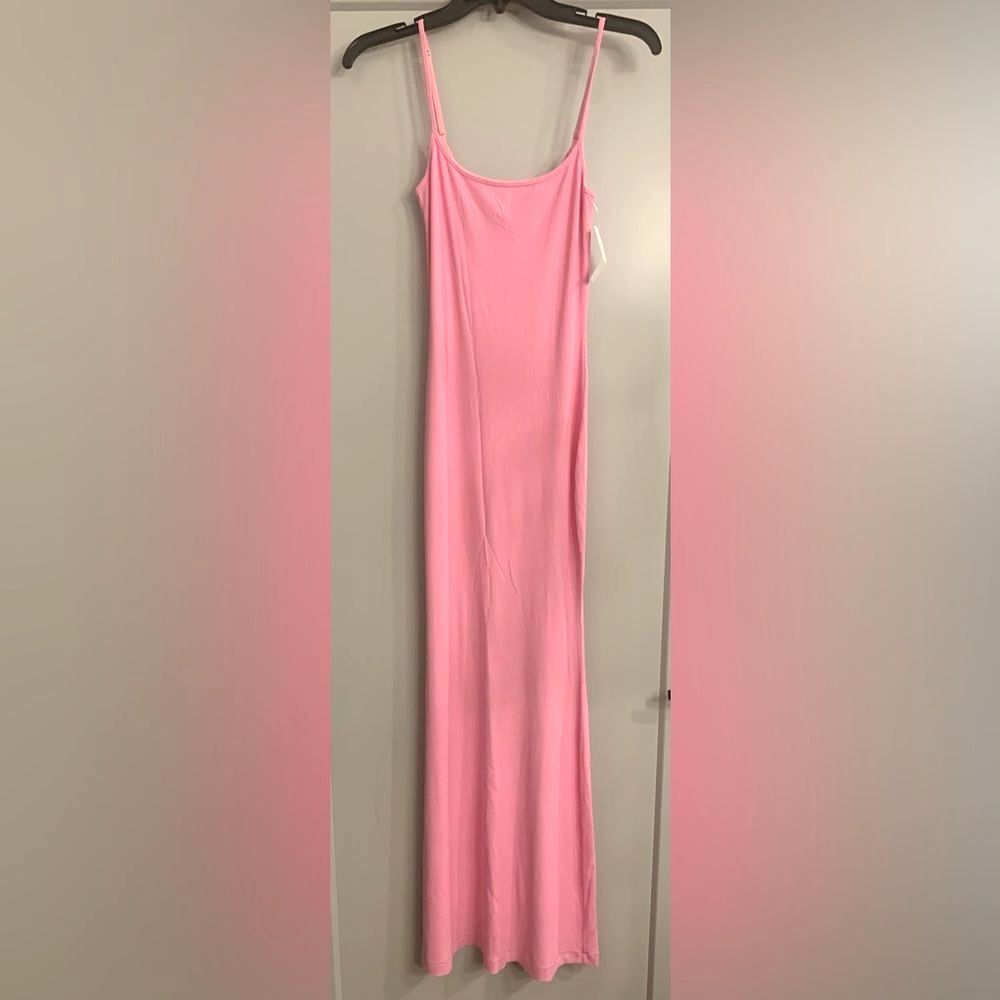 Skims Soft Lounge Long Slip Dress Cotton Candy Pink Size Large Barbiecore - Picture 4 of 13